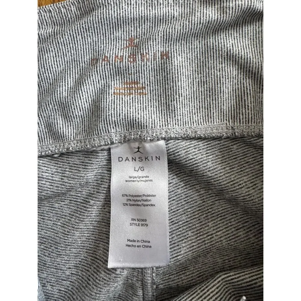 Danskin Gray Striped Leggings Women’s L/G Yoga Activewear Stretch Pants - Picture 5 of 10